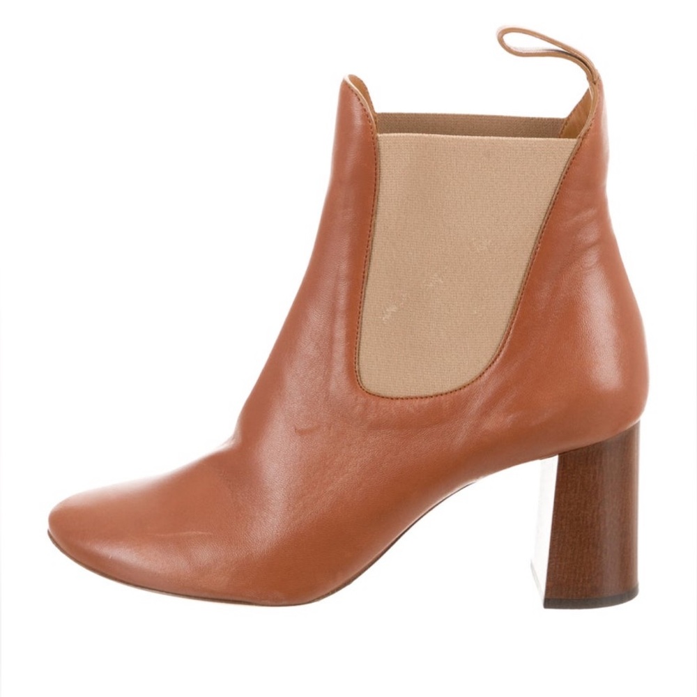 Chloé Brown Leather Block Heel Ankle Boots